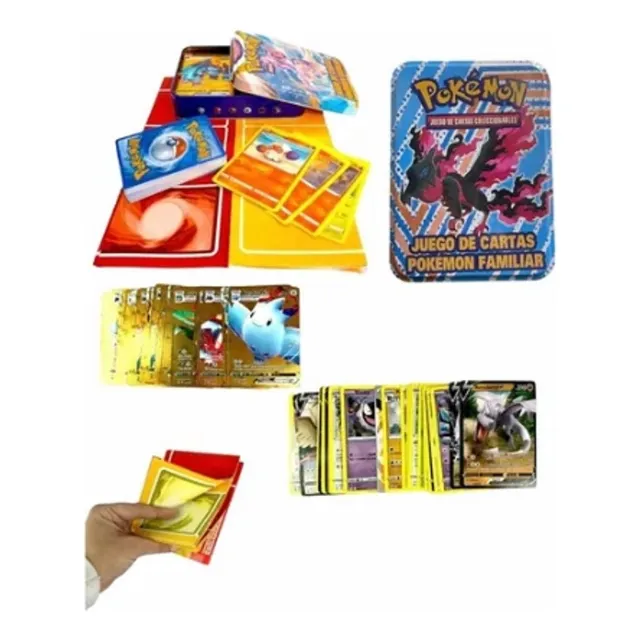 Pokemon Tcg 80 Cartas + Lata Grande + Tablero + 2 Mazos 
