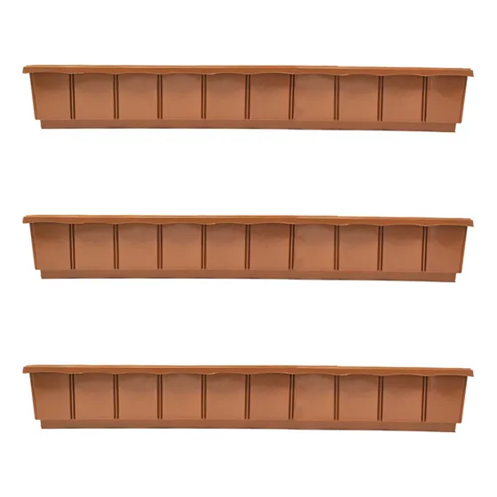 3 Macetas Jardín Rectangular De Plástico Rígido.