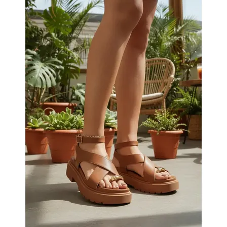 Sandália Feminina Plataforma Preta Bege Caramelo Confortável