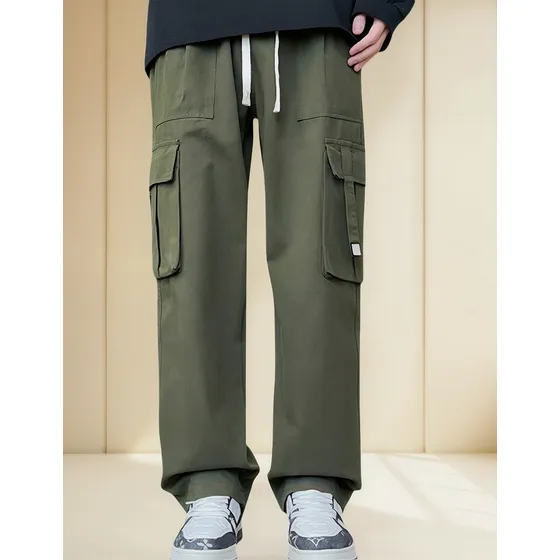 Pantalones De Algodón Niños Estilo Casual Con 4 Bolsillos