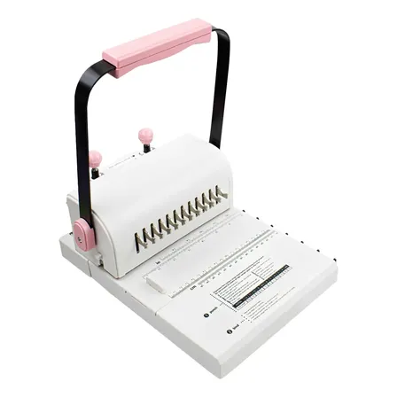 2 Em 1 Encadernadora Perfuradora 20 Folhas Manual Rosa