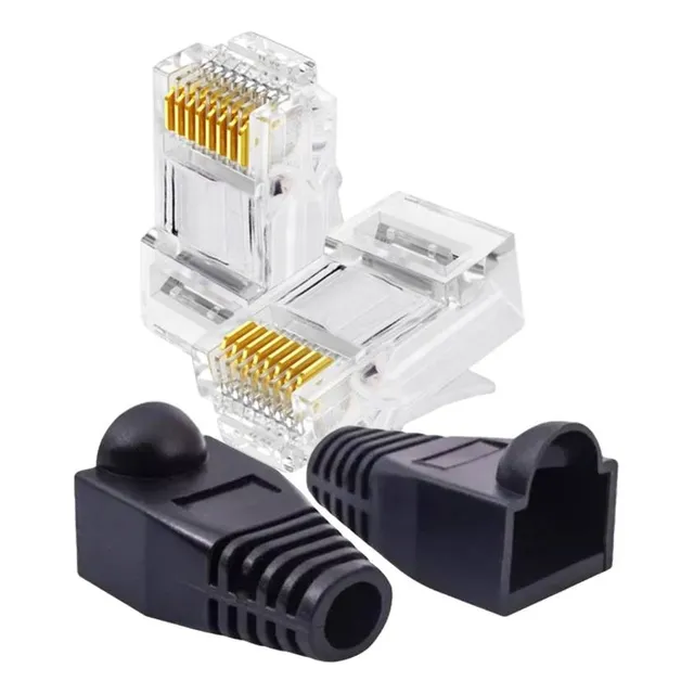 Pack Conector Rj45 Cat6 100 Unid + Fundas Capuchas 100 Unid