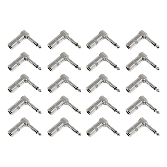 Kit 20 Plugs P10 Macho Mono Em L Cromado 90º Profissional