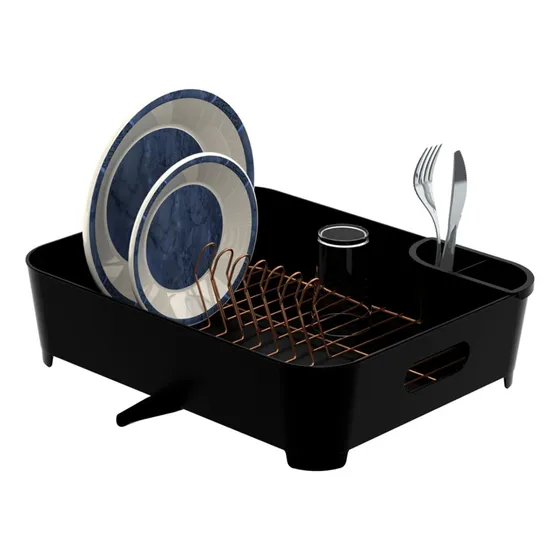 Escorredor Louça 10 Pratos Com Porta Talher Cor Rose gold