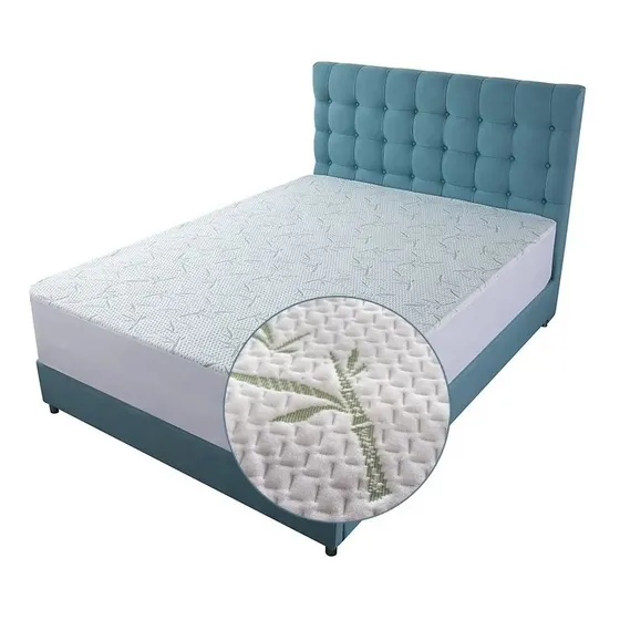 Protector De Colchón Acolchado Impermeable Bambú Queen Size