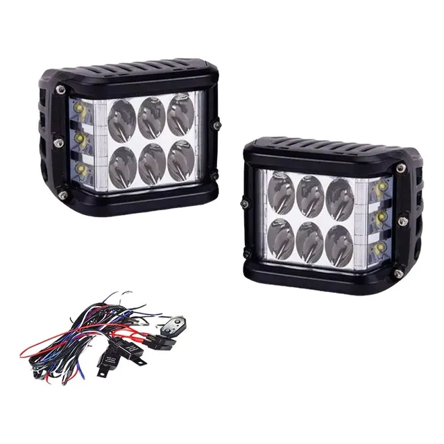 Par De Faros Led Estrobo Ambar De Cubo Iluminacion Lateral Y Switch 