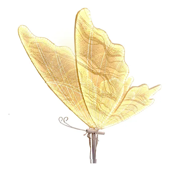 Borboleta De Led Decoração De Festa Buterfly Star 60cm Carcaça Cáqui Luz Warn Led 60 Cm 127/220v