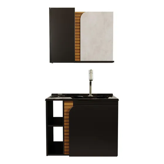 Gabinete Banheiro Lotus Com 2 Portas Espelheira E Cuba