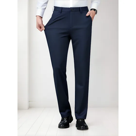 Pantalones De Vestir Casual Elastica Hombre Recto Stretch