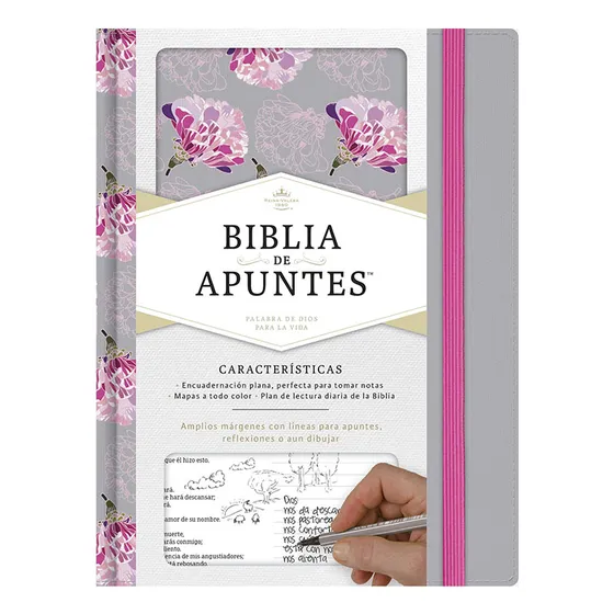 Biblia De Apuntes Rvr60  Rosa Y Gris  Tela Impresa