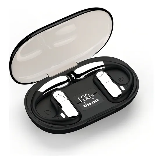 Fones De Ouvido Sem Fio Tws Com Ganchos, Resistentes Ao Suor Cor Preto Luz Preto