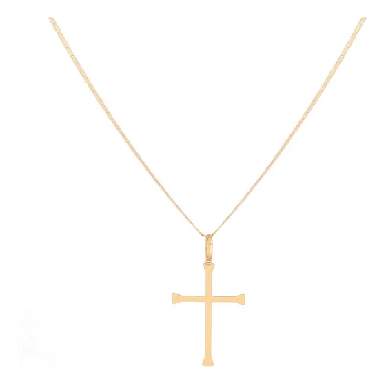 Corrente Piastrine Ouro 18k Cordão Masculino 60cm+ Crucifixo