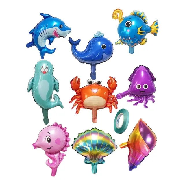 Globos De Mar Tiburón Ballena Foca Calamar Pez Linterna X 9
