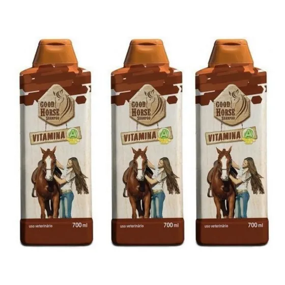 Kit Com 3 Shampoo Procanine Good Horse Com Vitamina A 700 Ml