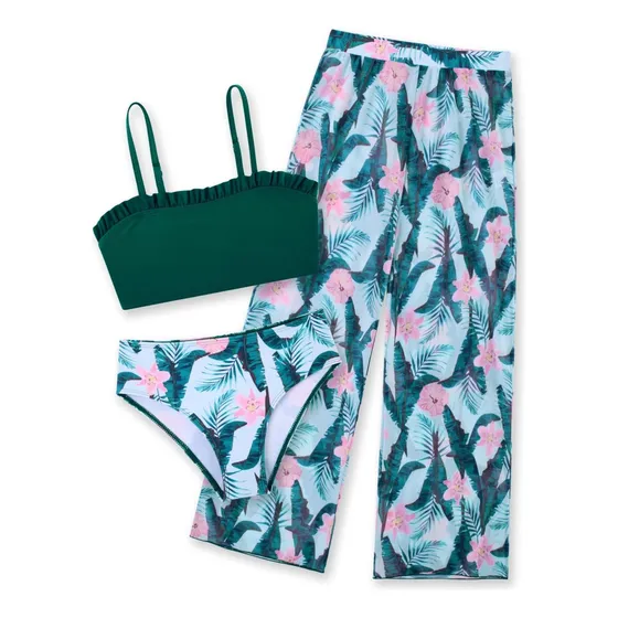 Traje De Baño De Bikini De 3 Piezas Para Niñas
