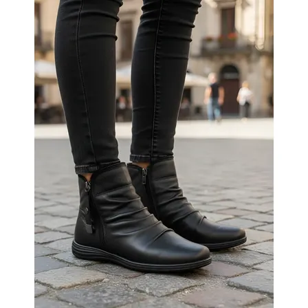 Bota Feminina Preta Couro Tamanhos Especiais Kauany Original
