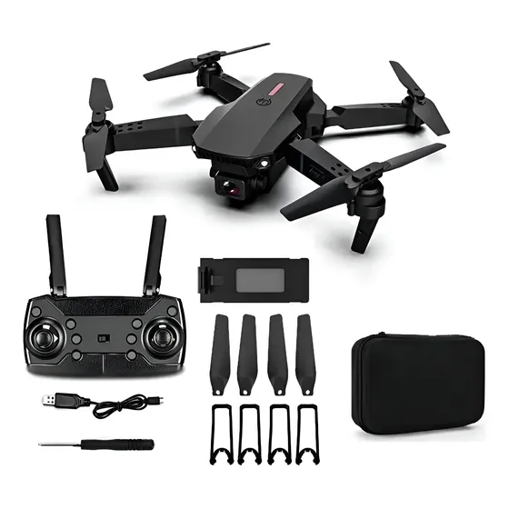 Cámara infantil Drone E88 para principiantes HD1080MP WiFi color negro | Cuotas sin interés