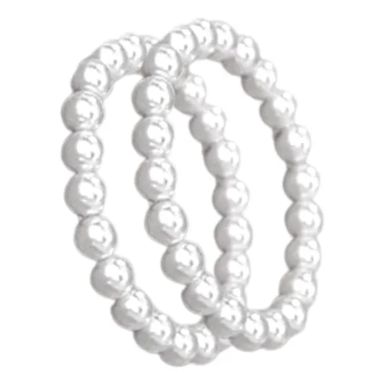 Conjunto C/ 2 Pulseiras Infantil De Miçangas Brancas Pérolas