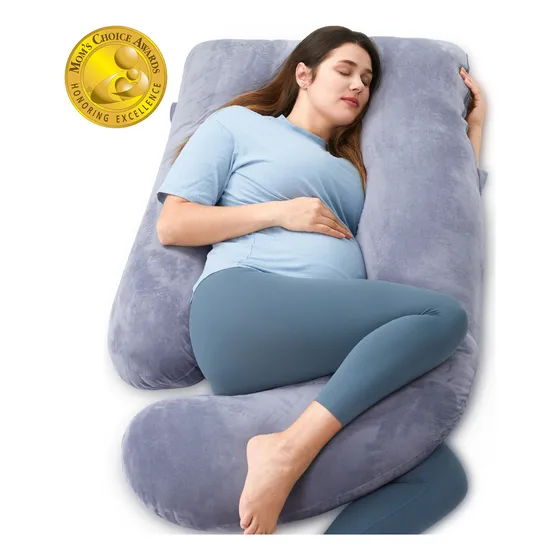 Momcozy Almohadas De Embarazo Para Dormir, Almohada De Maternidad Grande En Forma De U, Cuerpo Entero, Con Funda Extraíble, Gris, 1 Paquete