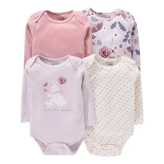 Set De Bodys De Bebe 4 Piezas Niño Y Niña Bodies