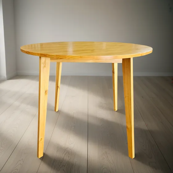 Mesa De Jantar Redonda Madeira Maciça Mel 1 Metro Diâmetro