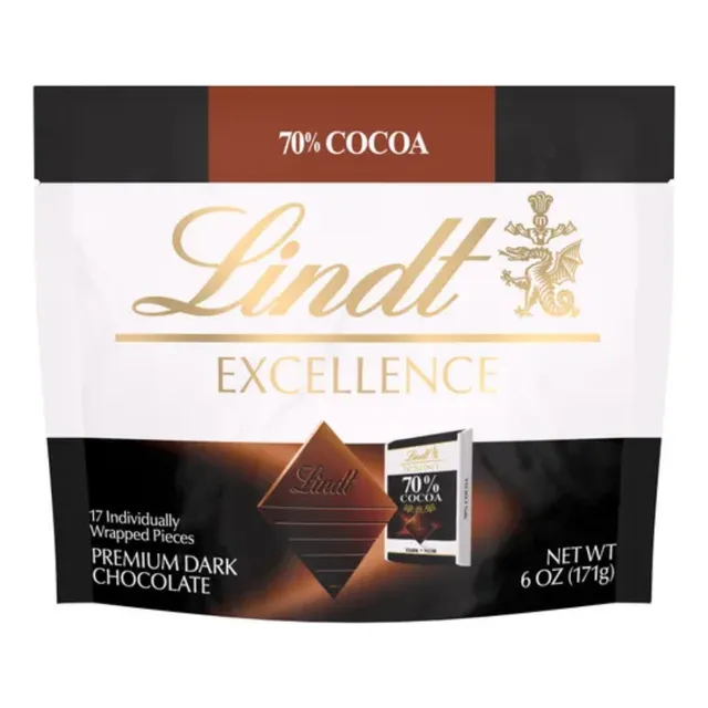 Bolsa Lindt Chocolate 70% Cacao Mini 171g (5 Bolsas)
