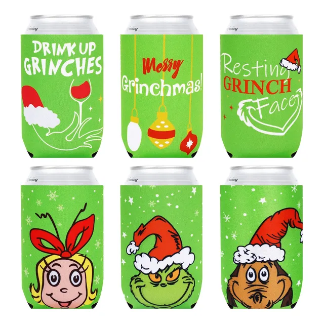 12 Funda Para Lata Navidad Color Rojo Verde Onza 6