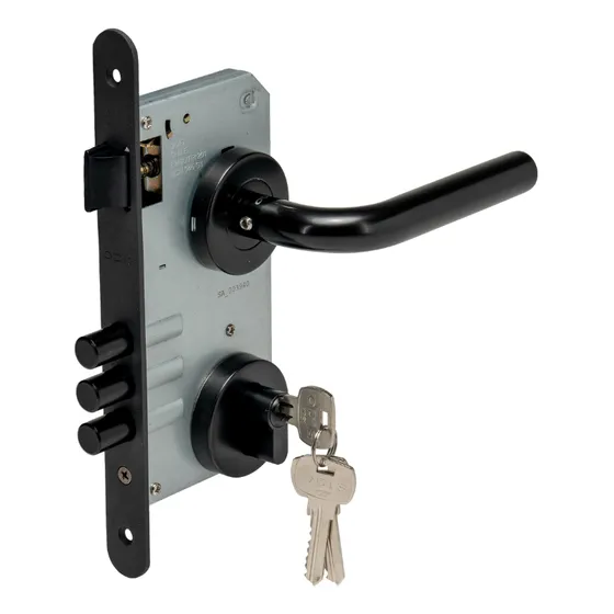Set De Acceso Cerradura Embutir 201 + Manilla 9380 Negra Negro