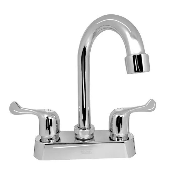 Llave Mezcladora Lavabo Cuello Curvo Largo Nioval Full Acabado Cromado Color Plateado