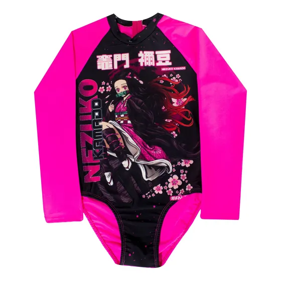 Traje De Baño Manga Larga De Nezuko Rosa