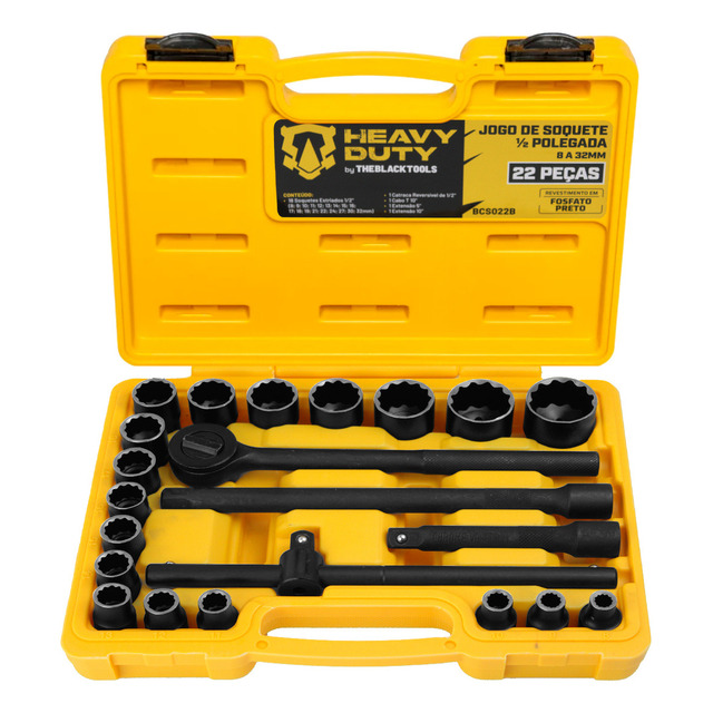 Jogo Kit De Ferramentas Manuais Chave Catraca 22 Peças 1/2 8 A 32mm Fosfatizado Bcs022b He... Jogo Kit De Ferramentas Manuais Chave Catraca 22 Peças 1/2 8 A 32mm Fosfatizado Bcs022b He...