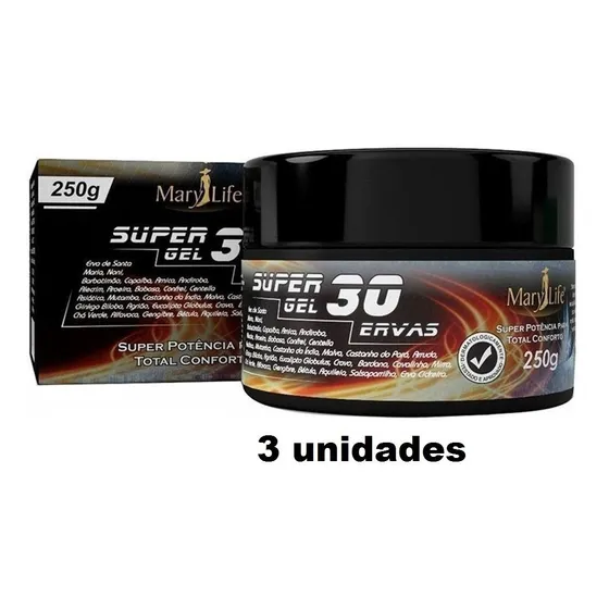 Kit 3 Super Gel 30 Ervas 250g Mary Life Envio Imediato