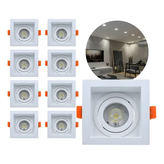 Spot Mr16 Lâmpada Led Dicroica Gu10 Bivolt 6w-7w + Soquete Luz Branco-neutro 4000k 6.5w