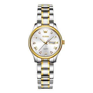 Elegante Y Luminoso Reloj Olevs Calendar Con Diamantes, Color De Fondo Plateado Y Blanco Dorado Elegante Y Luminoso Reloj Olevs Calendar Con Diamantes, Color De Fondo Plateado Y Blanco Dorado