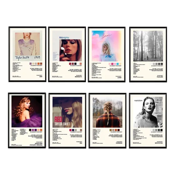Taylor Swift Álbum Music Tracklist Cuadro Con Marco Madera