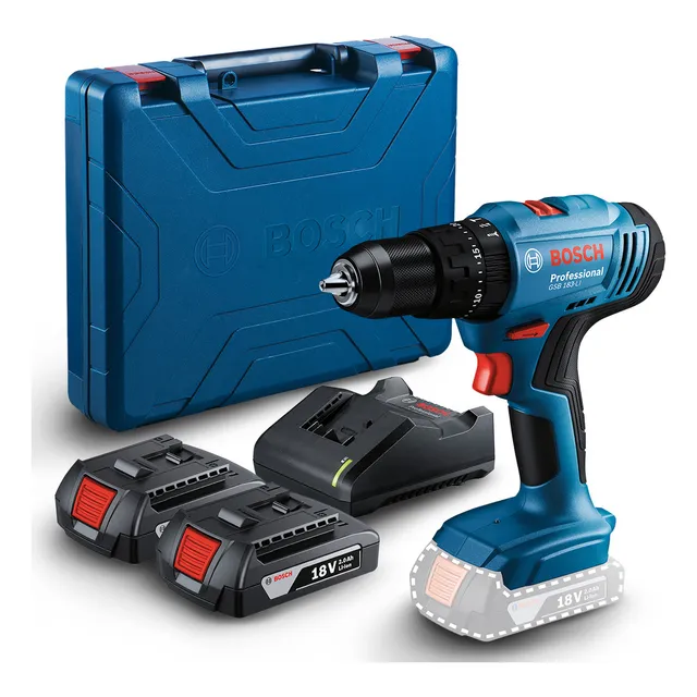 Parafusadeira/ Furadeira De Impacto A Bateria Bosch Gsb 183 Li Com 2 Baterias Carregador E Maleta