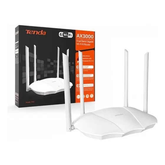 Router Tenda Ax3000 Dual Band Wifi6 Fibra Óptica 4 Antenas