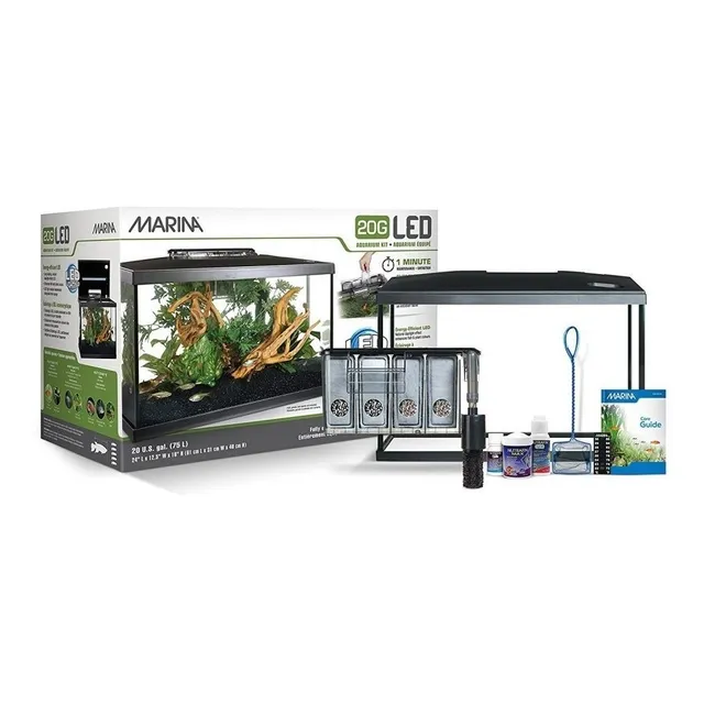 Acuario Pecera Marina 20g 75 Lt Con Filtro Luz Led Vidrio