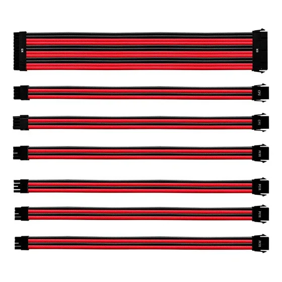 Kit Cabo Sleeved Cooler Master, Preto/vermelho.