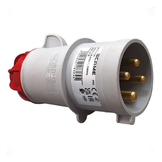 Ficha Industrial Macho Acople Scame Xenia 3p+t 32a 6h Ip44