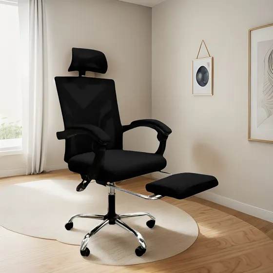 Silla De Escritorio Ejecutiva Ergonómica Clyde C/apoyapies Color Negro