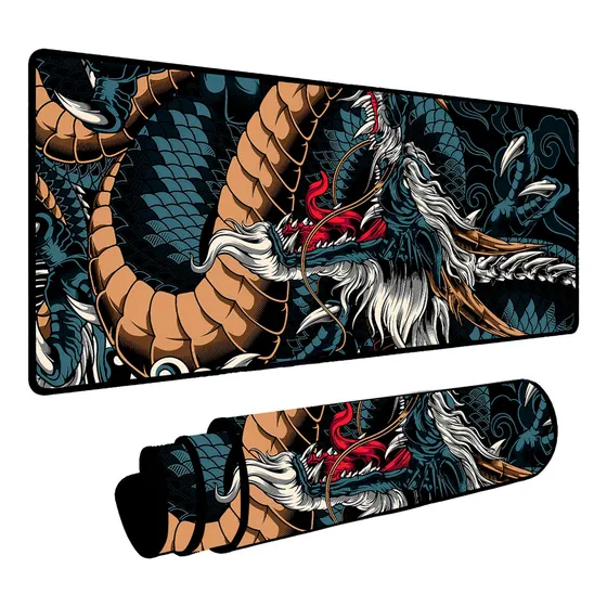 Mouse Pad Gamer Speed Extra Grande 90x40 - Dragão Azul