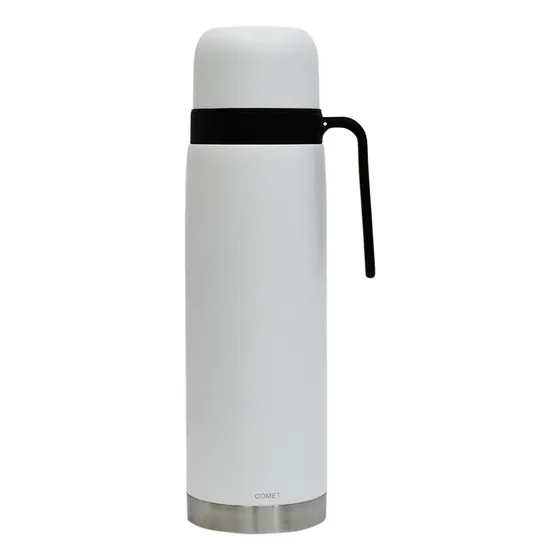 Termo Acero Inox 1lt C/manija Fija Mantiene Frío Calor Comet Color Blanco