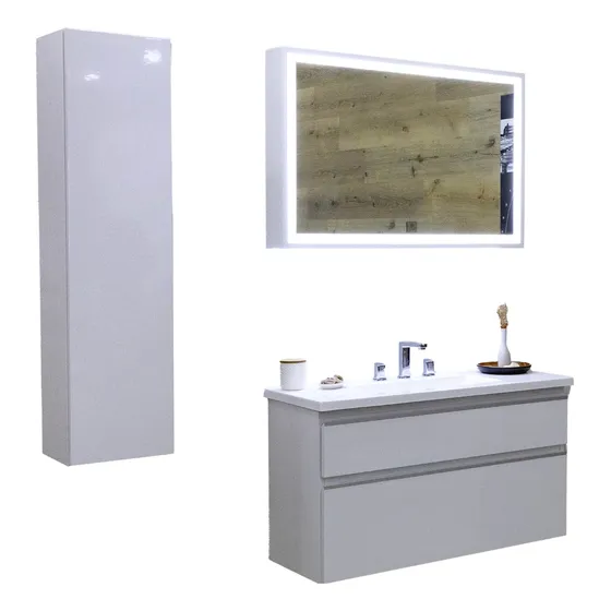 Combo Juego Vanitory Colgante 100 Blanco Botiquin Tolva