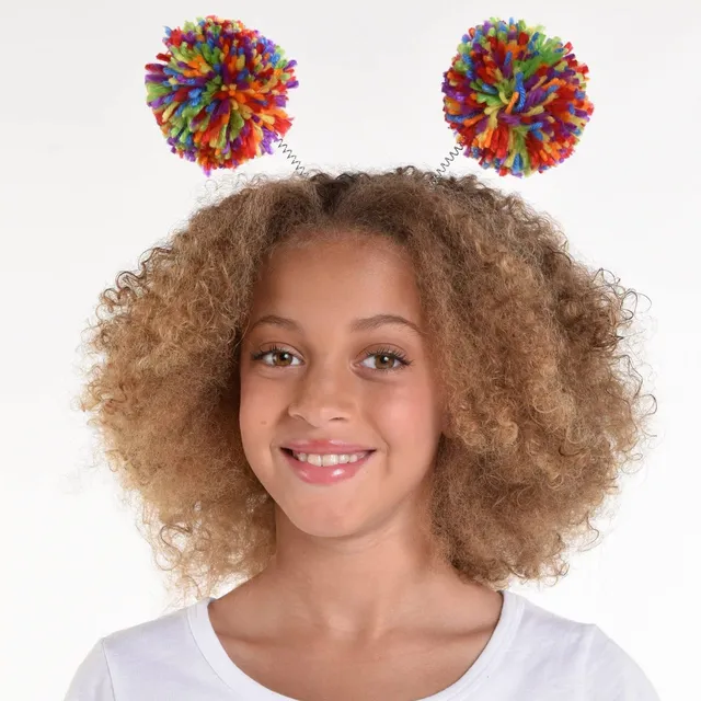 Amscan Black Head Bopper Con Rainbow Pom Pom, Multicolo...