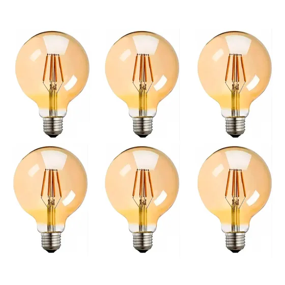 Kit 6 Lâmpadas Retrô Vintage Decorativo Filamento Led G80