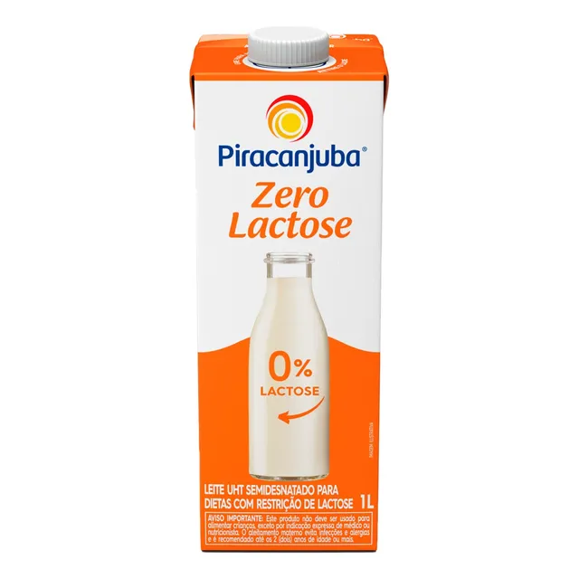 Leite UHT Semidesnatado Zero Lactose Piracanjuba Caixa com Tampa 1l
