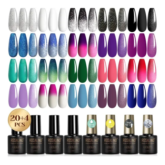 Rosalind Juego De 24 Esmaltes De Uñas De Gel Que Cambian De 