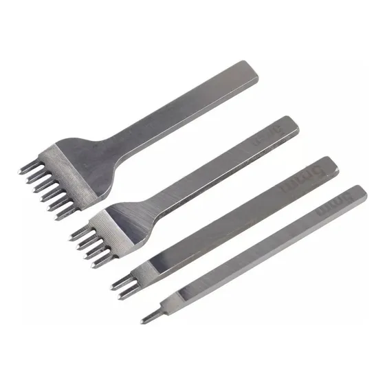 Kit 4 Cinceles Tenedores P/marcar Cuero Punta Diamante 5mm