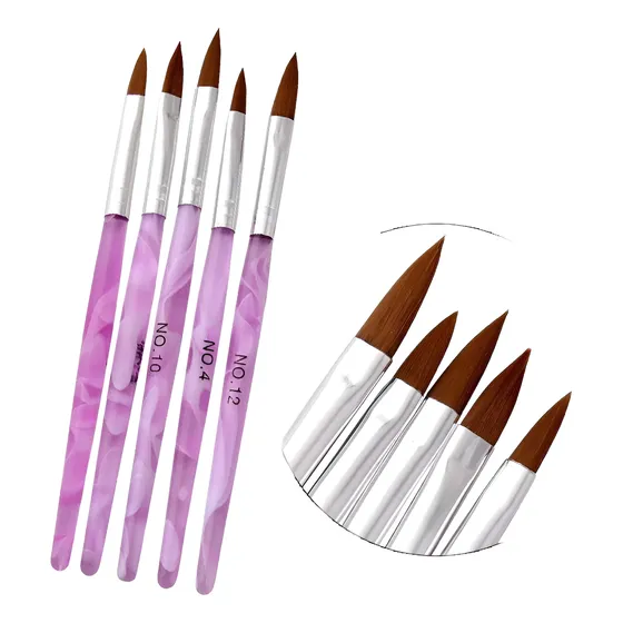 Set X 6 Pinceles Deco Uñas Mango Acrilic 